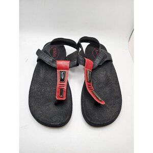 Women's Taos Storyteller Black Red Leather Thong Strap Sandals Size US‎ 6